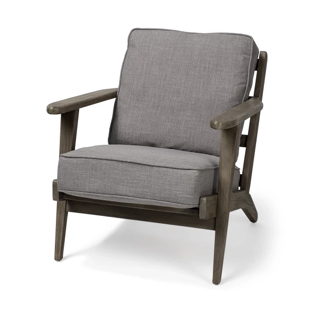 Fabric accent chair with wooden frame and comfortable rectangle design for home decor