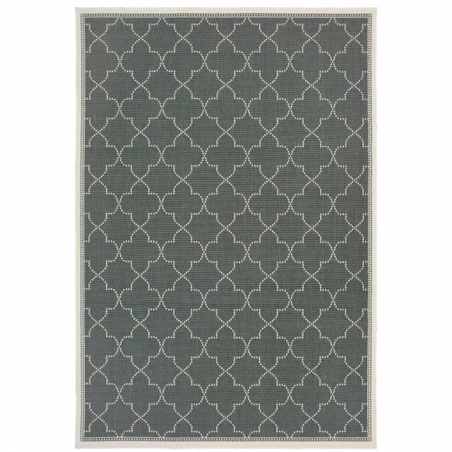 stain resistant indoor outdoor area rug with rectangle pattern in electric blue and composite material