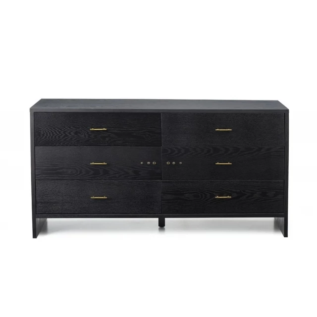 Modern manufactured wood six drawer double dresser for bedroom storage