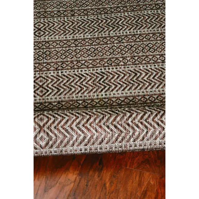 5'X7' Mocha Machine Woven Uv Treated Tribal Indoor Outdoor Area Rug 5'X7' Mocha Machine Woven Uv Treated Tribal Indoor Outdoor Area Rug