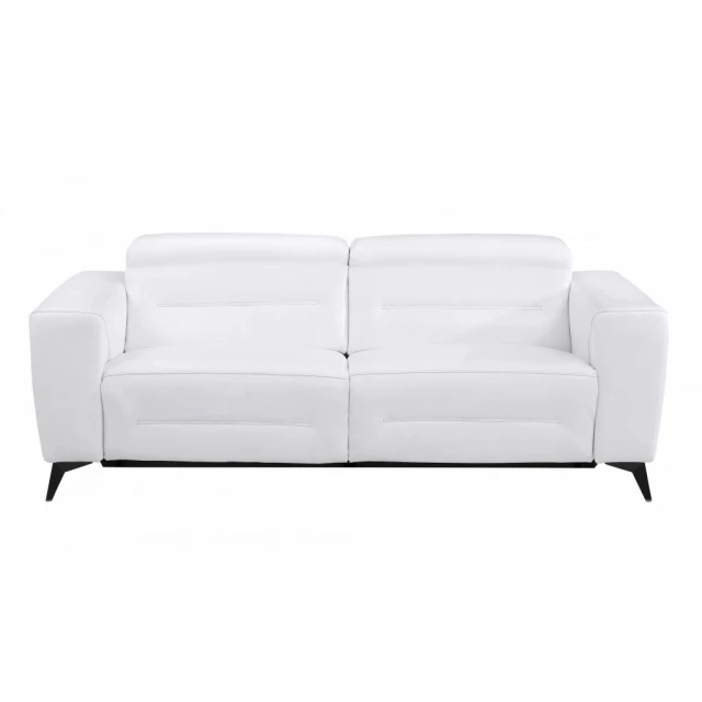 White silver Italian leather USB sofa with comfortable armrests and modern design