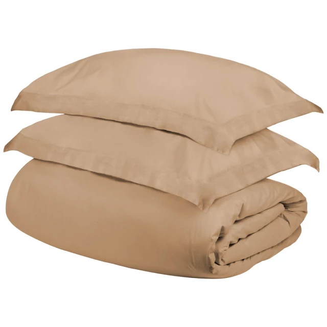 Blend thread count washable duvet cover with comfortable khaki design