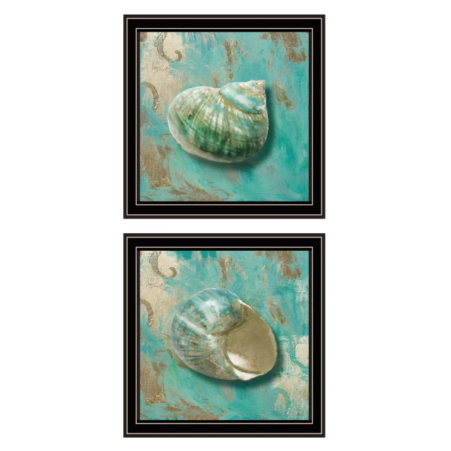 ii black framed print wall art with aqua illustration and abstract painting design