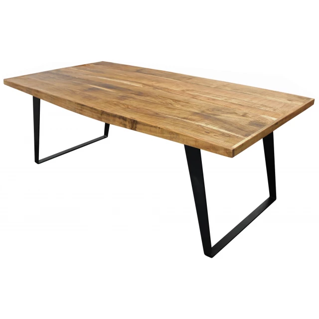 Rectangular solid wood iron dining table with outdoor furniture features
