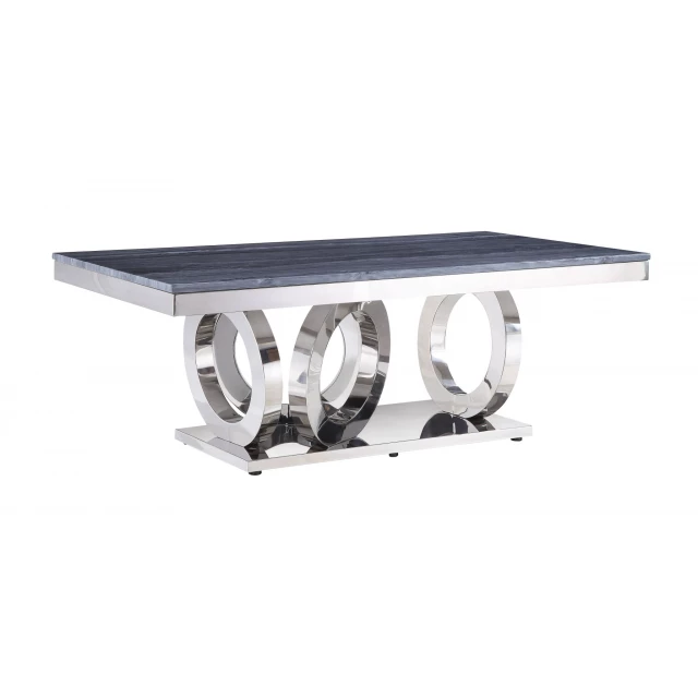 Stylish faux marble stainless mirrored coffee table for modern home decor