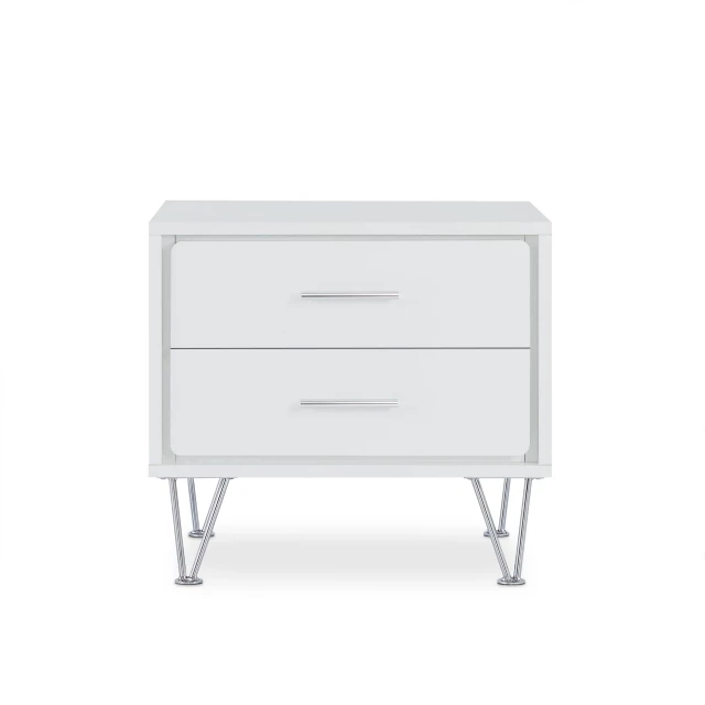 White nightstand with drawers in manufactured wood for bedroom furniture