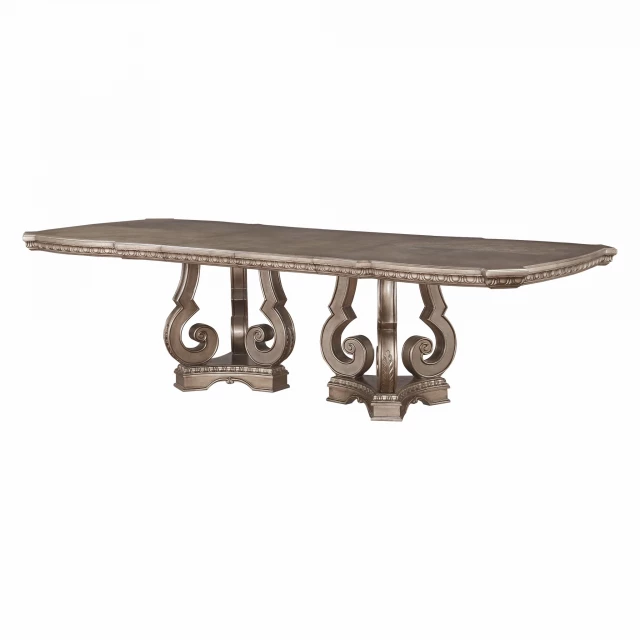 Champagne solid wood dining table with sleek rectangle design and modern furniture aesthetic
