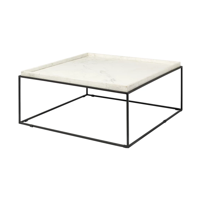 genuine marble metal square coffee table with sleek design and mirrored surface