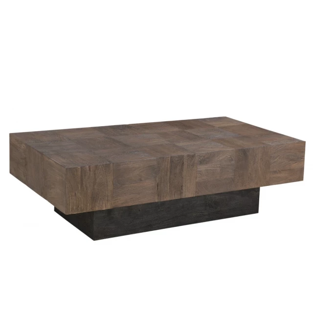 Brown black solid wood coffee table with hardwood and wood stain finish