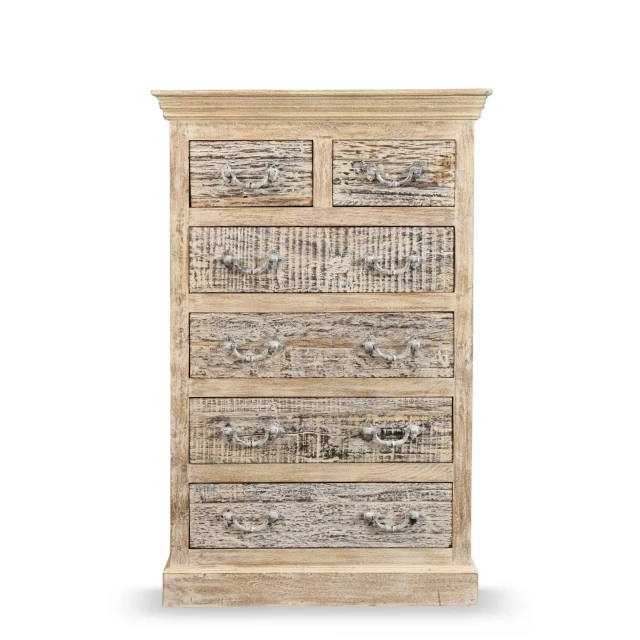 White solid wood six drawer chest furniture product