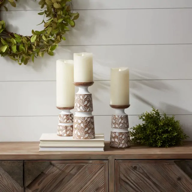 Set Of Three Brown Flameless Tabletop Set Of Three Brown Flameless Tabletop