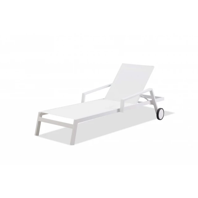 White modern aluminum chaise lounges for outdoor patio seating