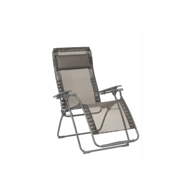 Graphite gray metal zero gravity chair for outdoor relaxation