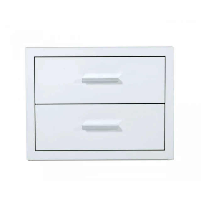 Modern glossy white box nightstand with drawers