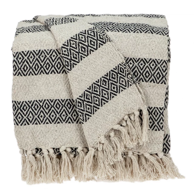 Diamond weave cotton handloom throw product image featuring versatile use as a pillow or linens