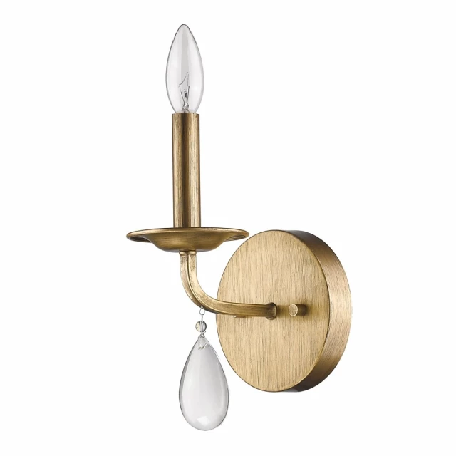 light gold wall sconce crystal accent with wood and metal elements