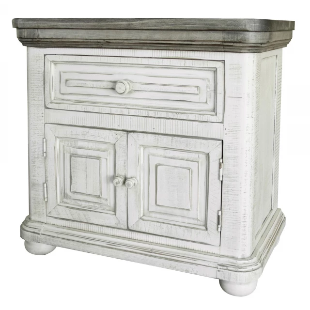 Ivory drawer nightstand in hardwood with wood stain finish