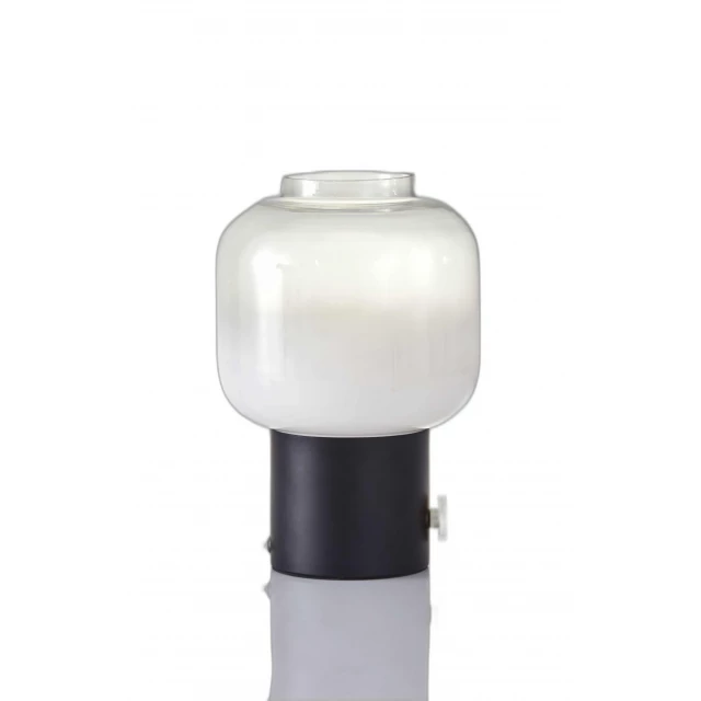 mod pod black glass table lamp with sleek design and cylindrical glass base