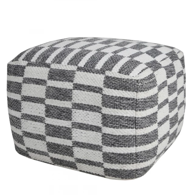 Gray cotton ottoman with patterned detail