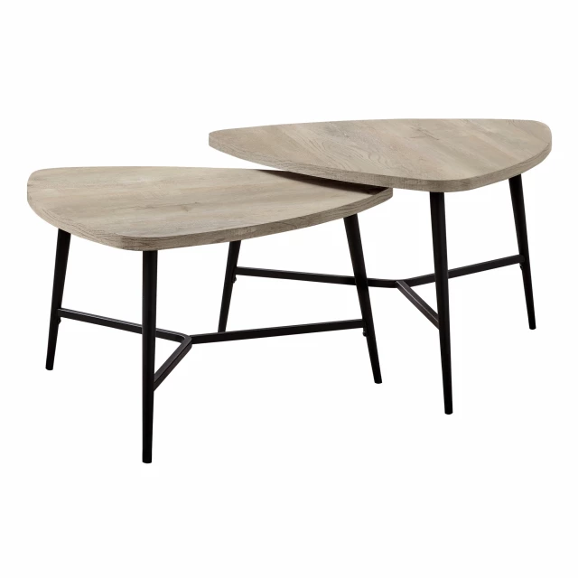 Taupe black triangle nested coffee tables set in modern furniture design