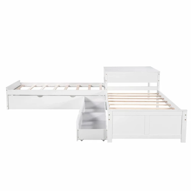 White twin bed with trundle for space-saving bedroom furniture