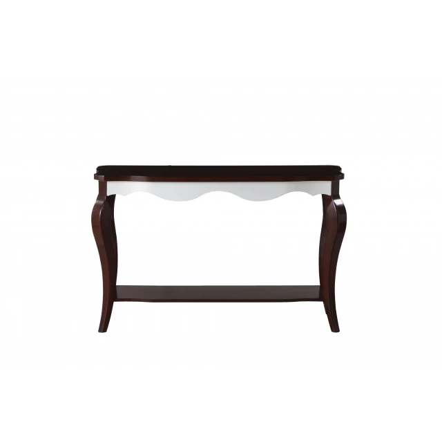 Walnut white wood sofa table with hardwood construction and minimalist rectangle design