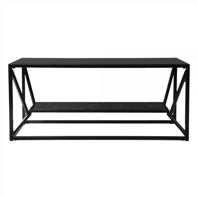 Black glass metal rectangular coffee table for modern outdoor furniture design