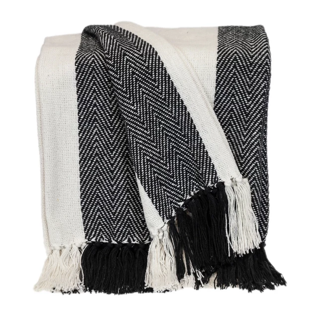 Collection transitional stripe black rectangle throw featuring sleeve gesture and pattern design