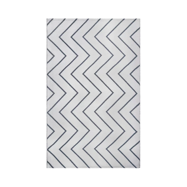 stain resistant indoor outdoor area rug with rectangle pattern and electric blue art design