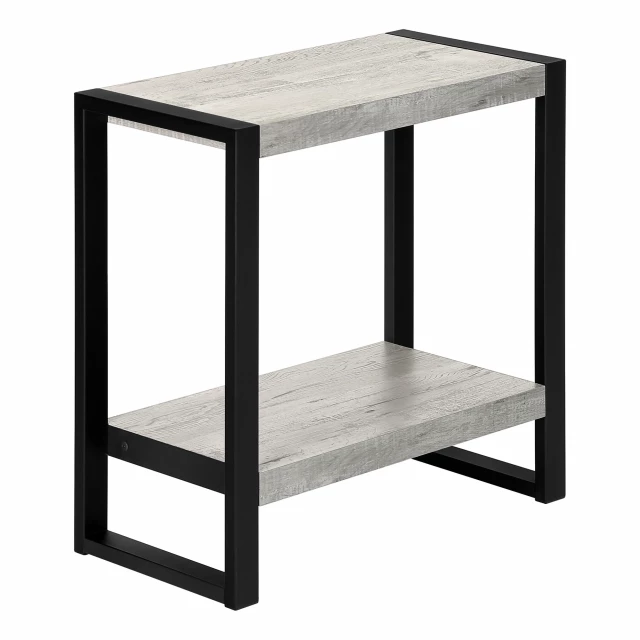 Black grey end table shelf with hardwood pedestal in furniture category