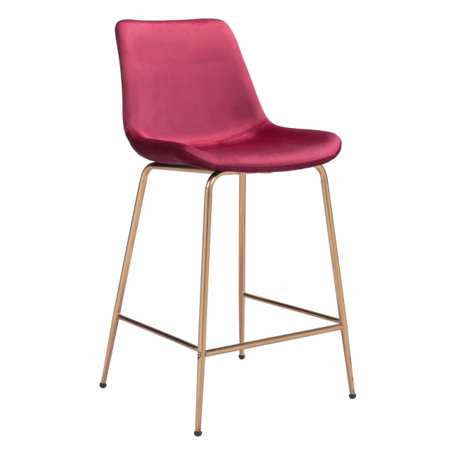 Low back counter height bar chair in red with comfortable composite material