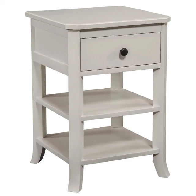 Mahogany white drawer flair nightstand with wood shelving and rectangle table design
