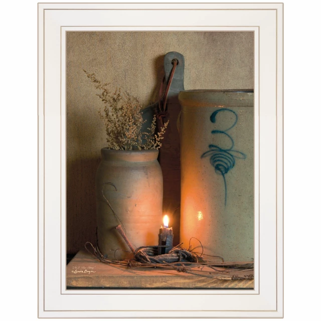 crock white framed print wall art with natural wood twig design and rectangle glass visual arts