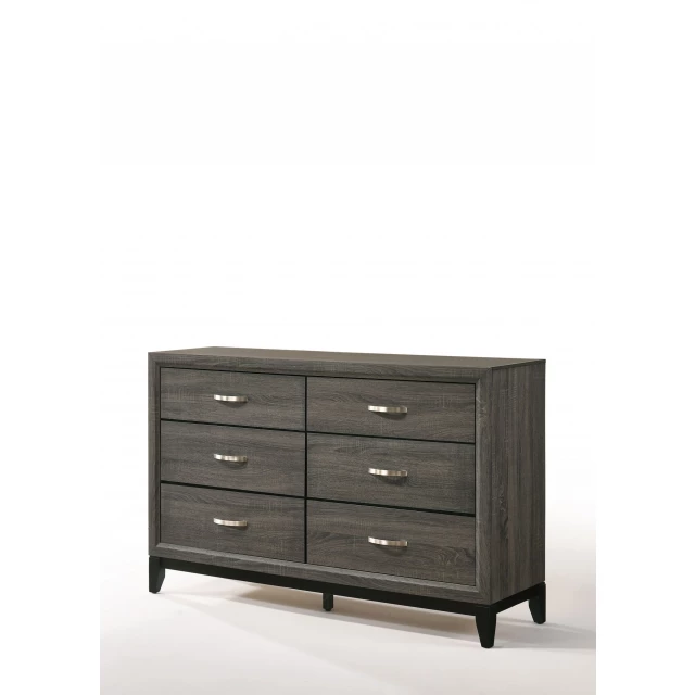weathered gray dresser in a clean and simple design
