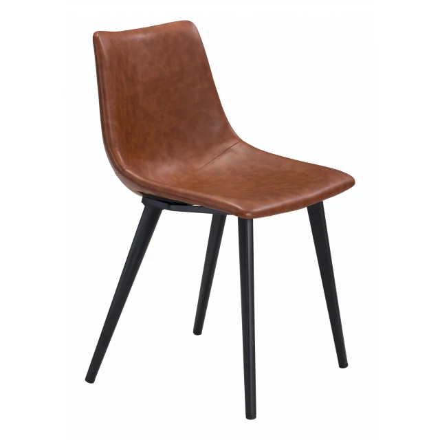 Faux leather slight scoop dining chairs with wood and composite material