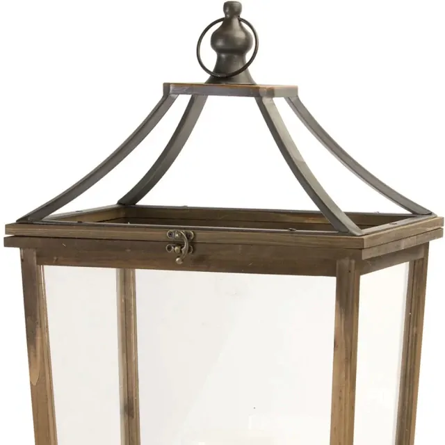 Set Of Two Brown Flameless Floor Lantern Candle Holder Set Of Two Brown Flameless Floor Lantern Candle Holder