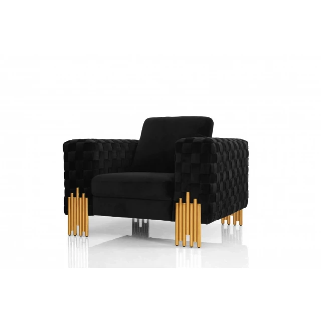 Velvet gold art deco lounge chair with wood accents