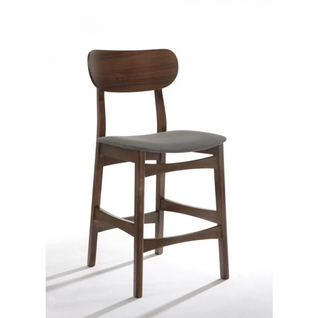 Low back bar height bar chairs in hardwood with armrests and natural wood finish