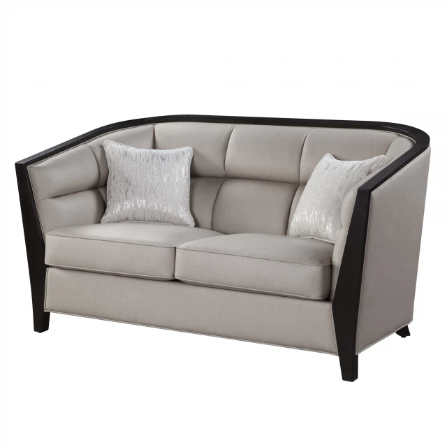 Beige black love seat with comfortable studio couch design for outdoor furniture