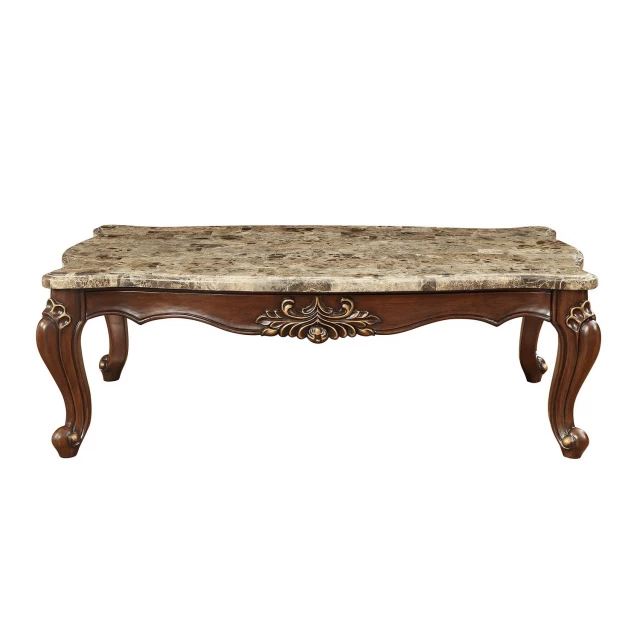 Marble solid wood form coffee table with rectangle bench design for outdoor furniture use