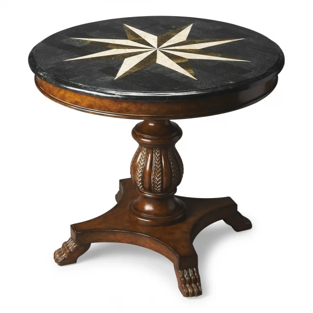 fossil stone accent hall table with hardwood metal art antique design