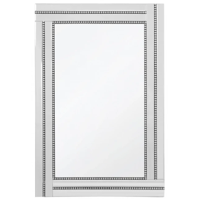 Silver beaded frame mirror in rectangle shape for home decor