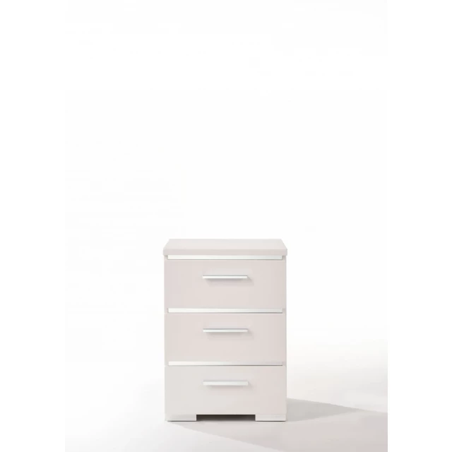 High gloss wood veneer paper nightstand with multiple drawers and hardwood finish