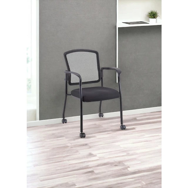 black mesh rolling office chair with armrests for comfort