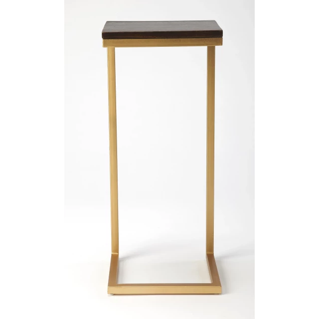 Gold solid wood rectangular end table with artistic wood stain finish and hardwood construction