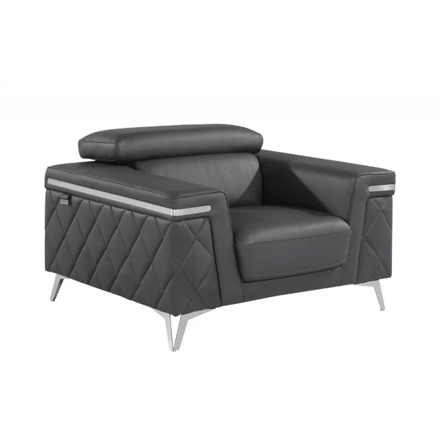 Silver metallic arm chair with comfortable armrests and modern design for outdoor furniture