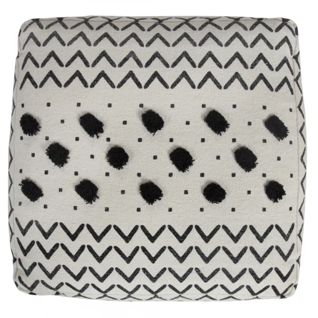 White cotton ottoman with patterned design fashion accessory