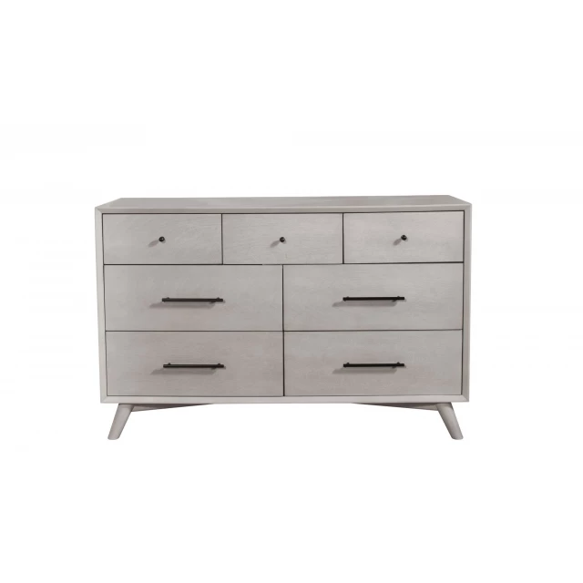 Solid wood seven drawer double dresser in natural finish