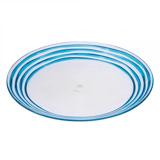Swirl acrylic service four dinner plate with electric blue circle design and serveware fashion accessory look