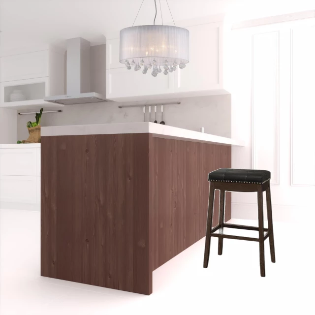 Wood backless bar height chairs with cabinetry and interior design elements